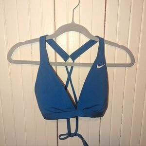Nike Racerback Tie Swimsuit Top Blue Size L